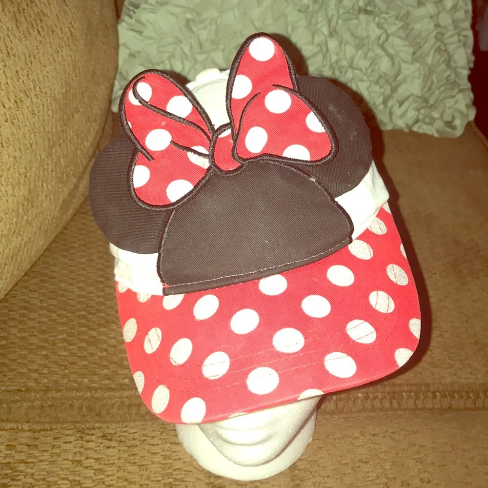 Kids Disney Mini mouse hat strap back with ears polka dots